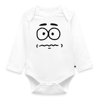 Emoji nervous sketch black - Organic Longsleeve Baby Bodysuit - white - Front