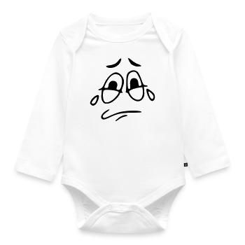 Emoji sad sketch black - Organic Longsleeve Baby Bodysuit - white - Front