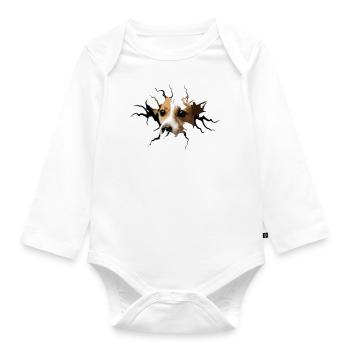 Jack Russell crack hole - Organic Longsleeve Baby Bodysuit - white - Front