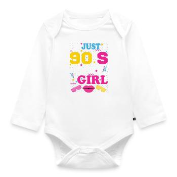 90 ́s girl 90s mädchen 1990 Girl Music Dancing - Organic Longsleeve Baby Bodysuit - white - Front