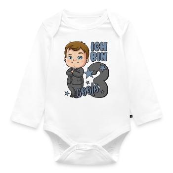 3. Geburtstag Junge 3 Jahre Jungs Ich bin coole 3 - Baby Bio-Langarm-Body - Weiß - Vorne