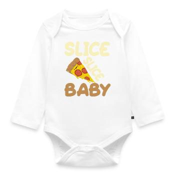 pizza hobby italy feed me pizza slice slice baby - Organic Longsleeve Baby Bodysuit - white - Front