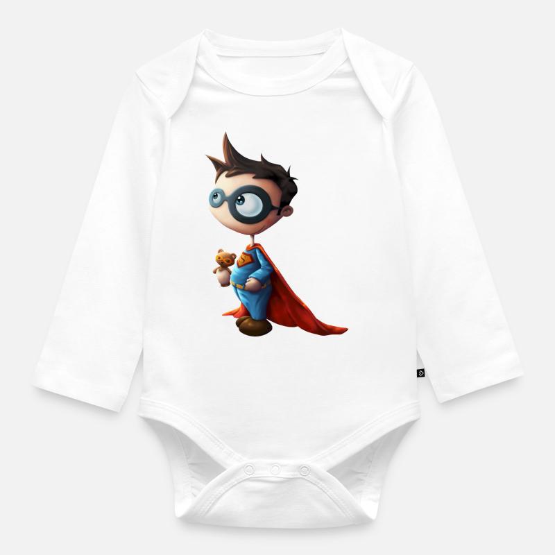 Superheld - Baby Bio-Langarm-Body - Weiß