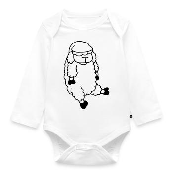 Sleeping Sheep Sleeping Cap - Organic Longsleeve Baby Bodysuit - white - Front