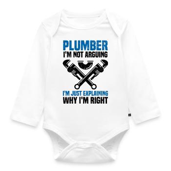 Plumber - Organic Longsleeve Baby Bodysuit - white - Front