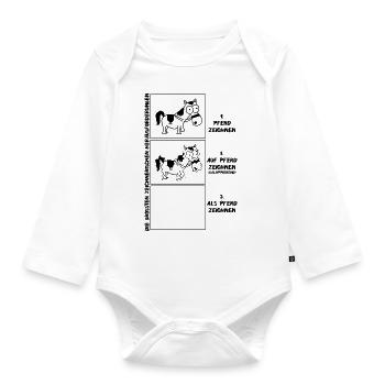 Pferd zeichnen - Baby Bio-Langarm-Body - Weiß - Vorne