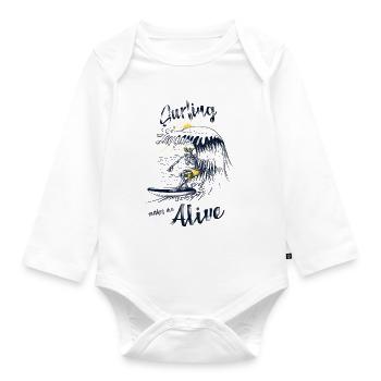 Le surf me rend vivant - Body Bébé bio manches longues - blanc - Devant