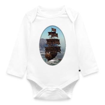 Pirate Ship - Organic Longsleeve Baby Bodysuit - white - Front