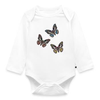 Fliegende Schmetterlinge I Design by Baddeldaddel - Baby Bio-Langarm-Body - Weiß - Vorne