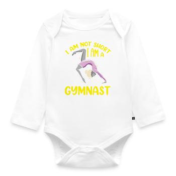 Je ne suis pas court Je suis un gymnaste Gymnastique drôle - Body Bébé bio manches longues - blanc - Devant