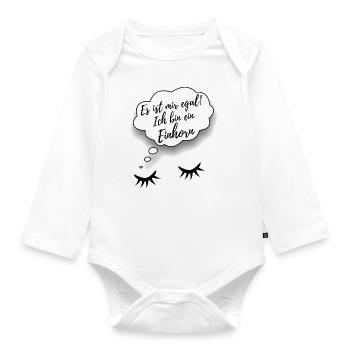 ES IST MIR EGAL ICH BIN EIN EINHORN - Baby Bio-Langarm-Body - Weiß - Vorne