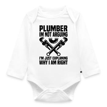 Plumber - Organic Longsleeve Baby Bodysuit - white - Front