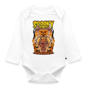 Halloween Pumpkin Horror - Organic Longsleeve Baby Bodysuit - white - Front
