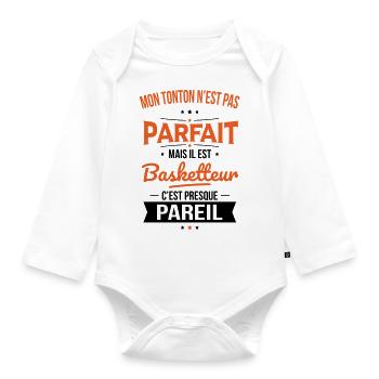Mon tonton n'est pas parfait - Basketteur - Body Bébé bio manches longues - blanc - Devant