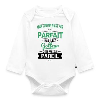 Mon tonton n'est pas parfait - golfeur - Body Bébé bio manches longues - blanc - Devant