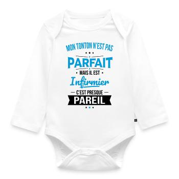 Mon tonton n'est pas parfait - Infirmier - Body Bébé bio manches longues - blanc - Devant