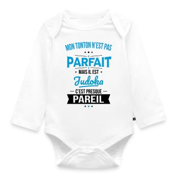 Mon tonton n'est pas parfait - Judoka - Body Bébé bio manches longues - blanc - Devant