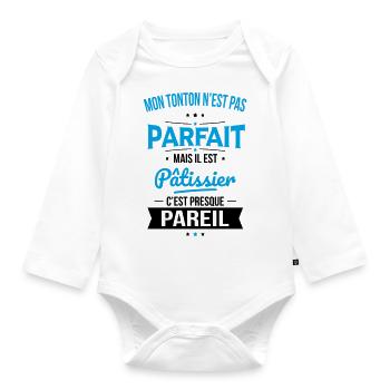 Mon tonton n'est pas parfait - Pâtissier - Body Bébé bio manches longues - blanc - Devant