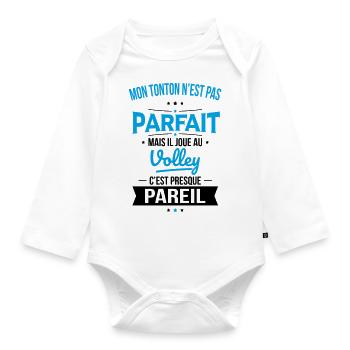 Mon tonton n'est pas parfait - Volley - Body Bébé bio manches longues - blanc - Devant