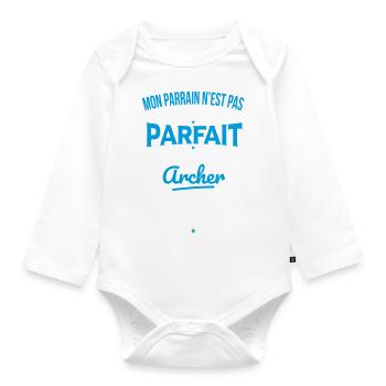Mon parrain n'est pas parfait - Archer - Body Bébé bio manches longues - blanc - Devant
