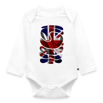 England UK London British English United Kingdom - Organic Longsleeve Baby Bodysuit - white - Front