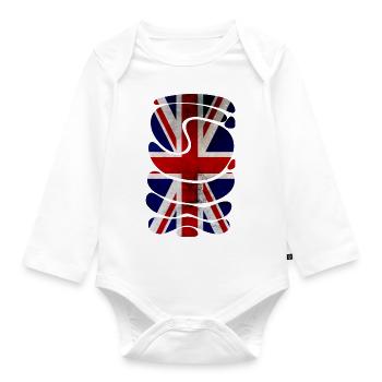 England UK London British English United Kingdom - Organic Longsleeve Baby Bodysuit - white - Front
