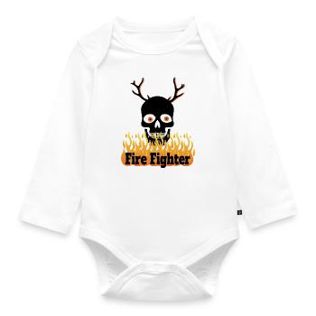 Fire Fighter - Organic Longsleeve Baby Bodysuit - white - Front