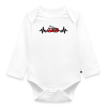 Firefighter is life, fire truck, profession - Organic Longsleeve Baby Bodysuit - white - Front