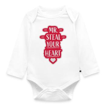 Mr steal your heart - Organic Longsleeve Baby Bodysuit - white - Front
