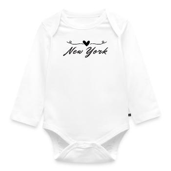 New York - Organic Longsleeve Baby Bodysuit - white - Front