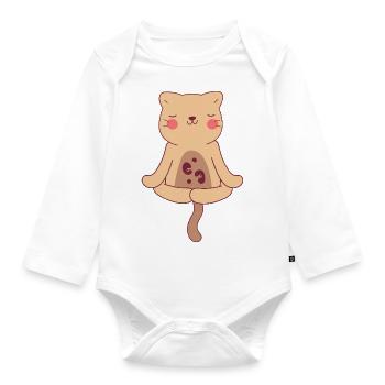 Ocelot en yoga - Body Bébé bio manches longues - blanc - Devant