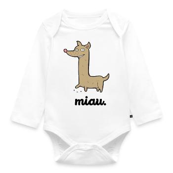 Funny dog | Meow Dog Design | Gift - Organic Longsleeve Baby Bodysuit - white - Front