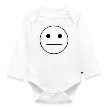 Emoji Skizze neutral schwarz - Baby Bio-Langarm-Body - Weiß - Vorne