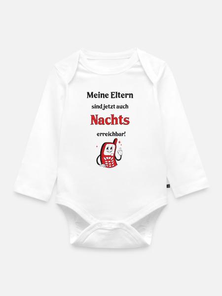 Nachts erreichbar - Baby Bio-Langarm-Body - Weiß