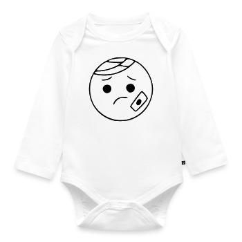 Emoji sketch hurt black - Organic Longsleeve Baby Bodysuit - white - Front