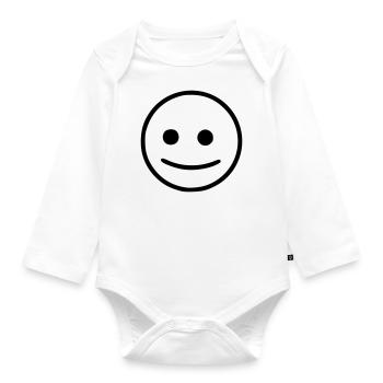 Emoji Skizze neutral schwarz - Baby Bio-Langarm-Body - Weiß - Vorne