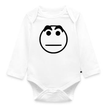 Emoji Skizze neutral schwarz - Baby Bio-Langarm-Body - Weiß - Vorne