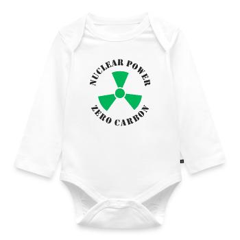 Atomkraft, Null CO2 Kohlenstoff - Baby Bio-Langarm-Body - Weiß - Vorne