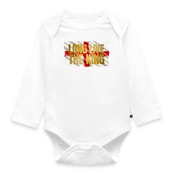 British King Coronation Charles England Flag - Organic Longsleeve Baby Bodysuit - white - Front