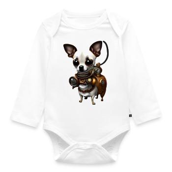 Steampunk Chihuahua - Baby Bio-Langarm-Body - Weiß - Vorne