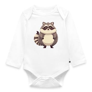 Fat Raccoon Animal Funny Forest Obese - Body Bébé bio manches longues - blanc - Devant