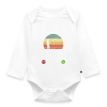Die Fische rufen an - ich muss los - Spruch - Baby Bio-Langarm-Body - Weiß - Vorne