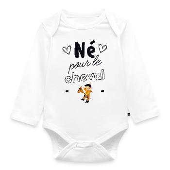 Né pour le cheval - Body Bébé bio manches longues - blanc - Devant