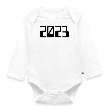 2023 - Année - Réveillon du Nouvel An - Body Bébé bio manches longues - blanc - Devant