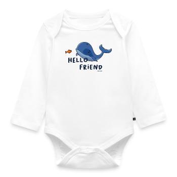 'Hello Friend' Wal I Design by Baddeldaddel - Organic Longsleeve Baby Bodysuit - white - Front