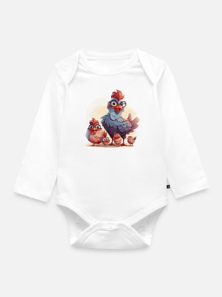 Chicken Mom - weiß - Baby Bio-Langarm-Body - Weiß