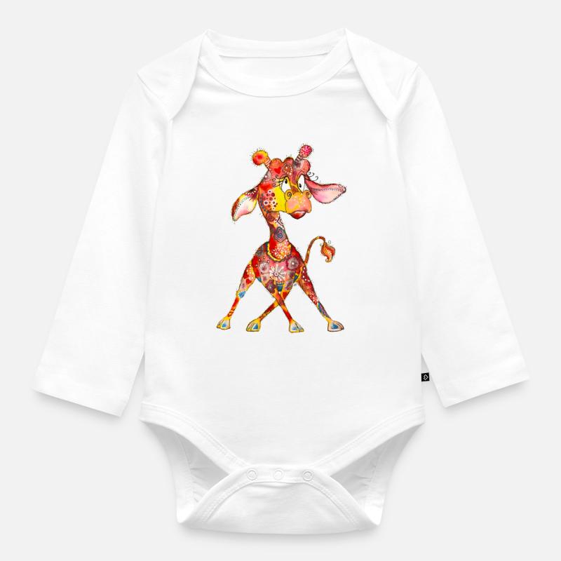 Girafe - L’Edgar - Body Bébé bio manches longues - blanc