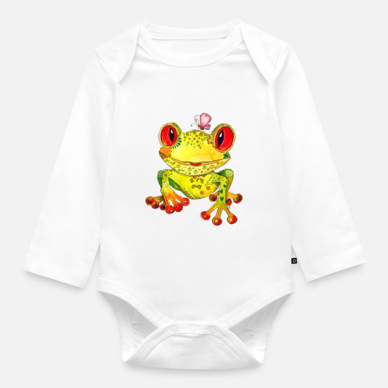 Fronk la grenouille - Body Bébé bio manches longues - blanc