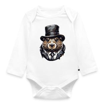 Beaver Gangster Old School - Organic Longsleeve Baby Bodysuit - white - Front