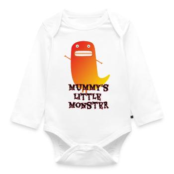 Mummy's Little Monster - Organic Longsleeve Baby Bodysuit - white - Front